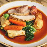 traditional Christmas dinner served at the waterfront